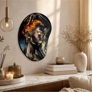 Quadro Orgânico Decorativo Mulher com Detalhes Dourados
