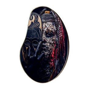 Quadro Orgânico Decorativo Mulher com Máscara com Moldura Flexível Metalizada Quadro Orgânico Decorativo Mulher com Máscara com Moldura Flexível Metalizada