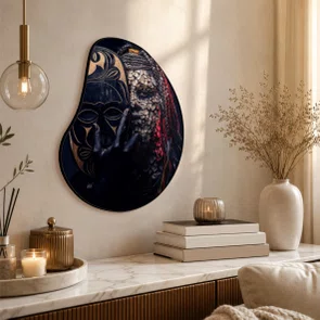 Quadro Orgânico Decorativo Pessoa com Máscara Africana