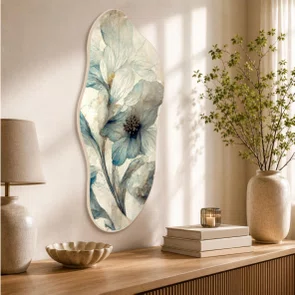 Quadro Orgânico Decorativo Pintura de Flores Azuis