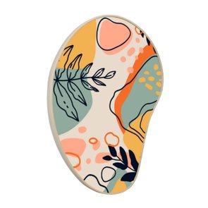 Quadro Orgânico Decorativo Silhueta Folhagens Abstratas Coloridas com Moldura Filete Flexível Quadro Orgânico Decorativo Silhueta Folhagens Abstratas Coloridas com Moldura Filete Flexível