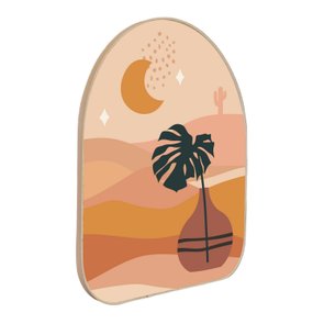 Quadro Orgânico Decorativo Vaso no Deserto com Moldura em Couro Sintético Quadro Orgânico Decorativo Vaso no Deserto com Moldura em Couro Sintético