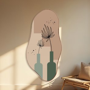 Quadro Orgânico Decorativo Vasos Com Folhas de Palmeira Estilo Japandi Quadro Orgânico Decorativo Vasos Com Folhas de Palmeira Estilo Japandi