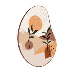 Quadro Orgânico Decorativo Vasos de Folhagens na Escada com Moldura em Couro Sintético Quadro Orgânico Decorativo Vasos de Folhagens na Escada com Moldura em Couro Sintético