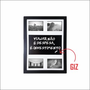 Quadro Painel de Parede para 4 fotos 10x15cm e Blackboard Para Escrever com Giz