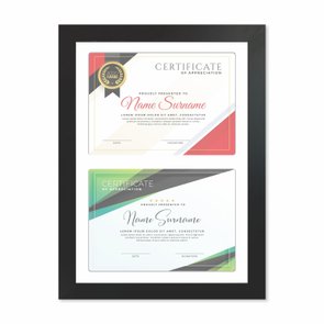 Quadro Painel de Parede para 2 Fotos Certificados Diplomas A4 e Alvará de Funcionamento Quadro Painel de Parede para 2 Fotos Certificados Diplomas A4 e Alvará de Funcionamento