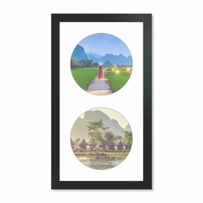 Quadro Painel de Parede para 2 fotos Redondas de 15cm Quadro Painel de Parede para 2 fotos Redondas de 15cm