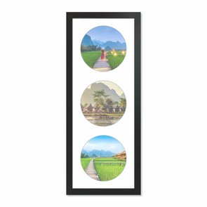 Quadro Painel de Parede para 3 fotos Redondas de 15cm Quadro Painel de Parede para 3 fotos Redondas de 15cm