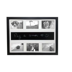 Quadro Painel de Parede para 6 fotos 10x15cm e Blackboard para Escrever com Giz