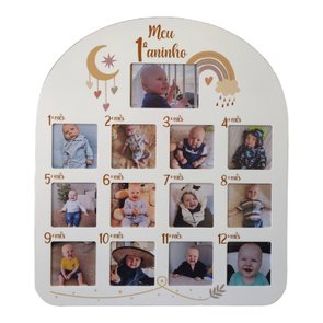 Quadro Painel Mesversário de Parede para 1 foto 10x15cm e 12 fotos 10x10cm Quadro Painel Mesversário de Parede para 1 foto 10x15cm e 12 fotos 10x10cm