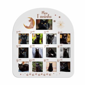 Quadro Painel Mesversário De Parede Para Pet Em Mdf 6mm Laqueado - 1 Foto 10x15cm E 12 Fotos 10x10cm Quadro Painel Mesversário De Parede Para Pet Em Mdf 6mm Laqueado - 1 Foto 10x15cm E 12 Fotos 10x10cm