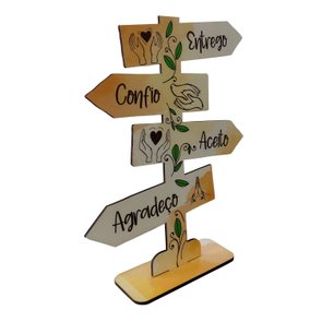 Seta Decorativa Mensageira em Mdf 3mm com Estampa - Entrego, Confio, Aceito, Agradeço Seta Decorativa Mensageira em Mdf 3mm com Estampa - Entrego, Confio, Aceito, Agradeço