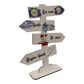 Seta Decorativa Mensageira em Mdf 3mm com Estampa -  Ria Mais, Sonhe Alto, Dê Amor, Respire Fundo Seta Decorativa Mensageira em Mdf 3mm com Estampa -  Ria Mais, Sonhe Alto, Dê Amor, Respire Fundo
