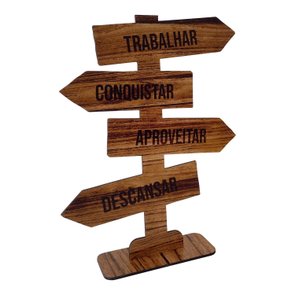 Seta Decorativa Mensageira em Mdf 3mm com Estampa - Trabalhar, Conquistar, Aproveitar, Descansar Seta Decorativa Mensageira em Mdf 3mm com Estampa - Trabalhar, Conquistar, Aproveitar, Descansar