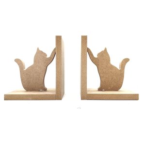 Suporte Aparador de Livros Gatos em MDF Cru 15mm Suporte Aparador de Livros Gatos em MDF Cru 15mm