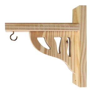 Suporte Mão Francesa Abstrato Arabesco em Madeira de Pinus para Vasos de Plantas - Farmhouse Suporte Mão Francesa Abstrato Arabesco em Madeira de Pinus para Vasos de Plantas - Farmhouse