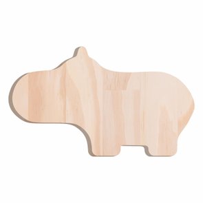 Tábua de Pinus Recortada para Artesanato em Forma de Hipopótamo