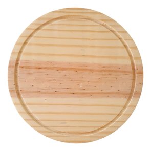 Tábua de Servir em Madeira de Pinus Natural Maciço - Redonda Tábua de Servir em Madeira de Pinus Natural Maciço - Redonda