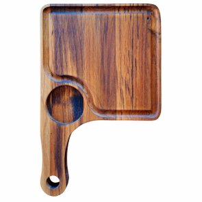 Tábua de Corte para Servir Hamburguer Porções Petiscos e Frios em Madeira Teca Maciça com Rebaixo de 6cm para Pote de Molho com Óleo Mineral - Like 19x30cm Tábua de Corte para Servir Hamburguer Porções Petiscos e Frios em Madeira Teca Maciça com Rebaixo de 6cm para Pote de Molho com Óleo Mineral - Like 19x30cm