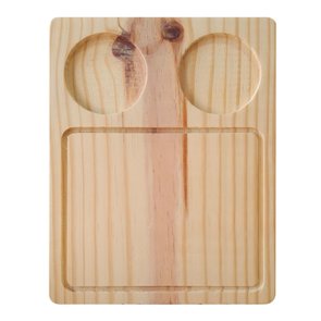 Tábua de Servir Hambúrguer e Porções com Rebaixo de 8cm para Potes de Molho