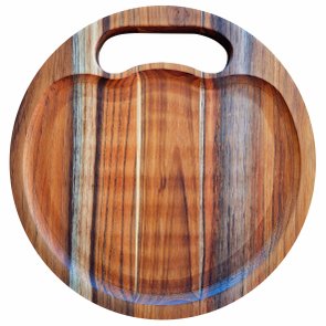 Tábua de Corte para Servir Petiscos Porções e Frios em Madeira Teca Maciça com Óleo Mineral - Redonda 25cm Tábua de Corte para Servir Petiscos Porções e Frios em Madeira Teca Maciça com Óleo Mineral - Redonda 25cm