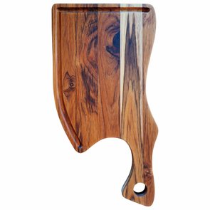 Tábua de Corte para Servir Churrasco Carnes e Espetinho em Madeira Teca Maciça com Óleo Mineral - Cutelo 24x45cm Tábua de Corte para Servir Churrasco Carnes e Espetinho em Madeira Teca Maciça com Óleo Mineral - Cutelo 24x45cm