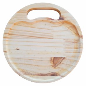 Tábua para Servir Petiscos Porções e Frios em Madeira de Pinus Natural com Óleo Mineral - Redonda 25cm Tábua para Servir Petiscos Porções e Frios em Madeira de Pinus Natural com Óleo Mineral - Redonda 25cm