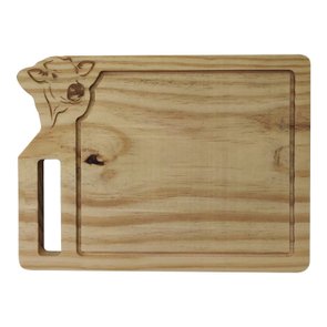 Tábua para Carne em Madeira de Pinus Natural Maciço com Gravação a Laser Vaca Tábua para Carne em Madeira de Pinus Natural Maciço com Gravação a Laser Vaca