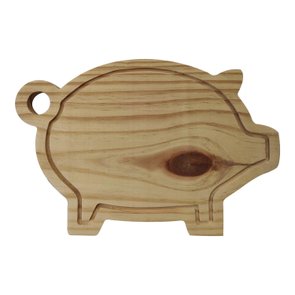 Tábua para Carne em Madeira de Pinus Natural Maciço - Porco com Óleo Mineral Tábua para Carne em Madeira de Pinus Natural Maciço - Porco com Óleo Mineral