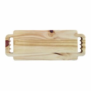 Tábua para Servir Frios e Petiscos em Madeira de Pinus Natural com Pegador Duplo e Óleo Mineral Tábua para Servir Frios e Petiscos em Madeira de Pinus Natural com Pegador Duplo e Óleo Mineral