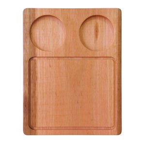 Tábua para Servir Hambúrguer com Rebaixo de 8cm para os Potes de Molho com Óleo Mineral Tábua para Servir Hambúrguer com Rebaixo de 8cm para os Potes de Molho com Óleo Mineral