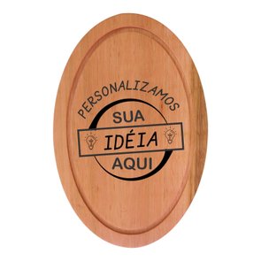 Tábua Personalizada para Carne em Madeira de Eucalipto Maciço com Gravação a Laser e Óleo Mineral - Oval Tábua Personalizada para Carne em Madeira de Eucalipto Maciço com Gravação a Laser e Óleo Mineral - Oval