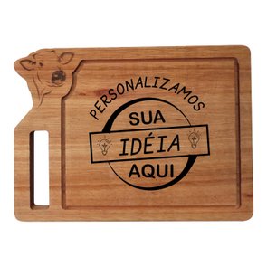 Tábua Personalizada para Churrasco em Madeira de Eucalipto Maciço com Gravação a Laser e Óleo Mineral - Vaca Tábua Personalizada para Churrasco em Madeira de Eucalipto Maciço com Gravação a Laser e Óleo Mineral - Vaca