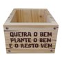 Cachepô Decorativo de Pinus com Estampa  - Queira o Bem Plante o Bem e o Resto Vem 15x15x10