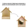 Casinha de Passarinho Decorativa em Madeira Pinus com Base para Arranjo de Pequenas Plantas e Flores –  Ideal para Artesanato, DIY, Decoração de Casa e Jardim