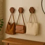 Conjunto 3 Ganchos Cabideiros De Parede Geométrico Com Chanfro Em Madeira Pinus