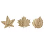 Conjunto 3 Ganchos Cabideiros Penduradores de Parede Folhas Outono em Madeira Pinus