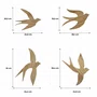 Conjunto 4 Pássaros Decorativos Escultura de Parede Estilo Minimalista em Madeira Pinus