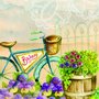 Placa Decorativa Flores e Bicleta Azul