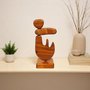 Escultura Decorativa De Estante Forma Orgânica Abstrata Em Madeira Com Suporte