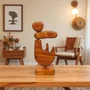 Escultura Decorativa De Estante Forma Orgânica Abstrata Em Madeira Com Suporte