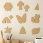 Kit 11 Apliques Formas Estilo Floresta Em MDF - Borboleta, Raposa, Árvore, Abelha, Colmeia, Cogumelo, Flor, Animais, Decoração Natural, DIY