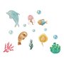 Kit Placas Decorativas para Quarto Infantil Tema Oceano Animais Marinhos - 14 Peças