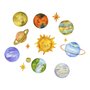 Kit Placas Decorativas para Quarto Infantil Tema Planetas Sistema Solar - 14 peças