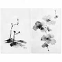 Kit 2 Placas Decorativas Meiso Orquídea Florescendo no Estilo Sumie