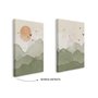 Kit 2 Quadros Em Tela Canvas Montanhas Com Sol E Pássaros Aquarela Estilo Japandi