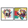 Kit 2 Quadros Cachorros Pop Art Colorido