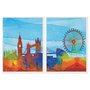 Kit 2 Quadros em Telas Canvas London Aquarela