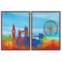 Kit 2 Quadros em Telas Canvas London Aquarela