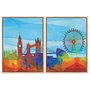 Kit 2 Quadros em Telas Canvas London Aquarela